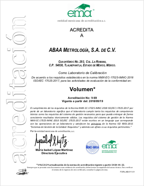 laboratorio calibracion acreditado volumen ema